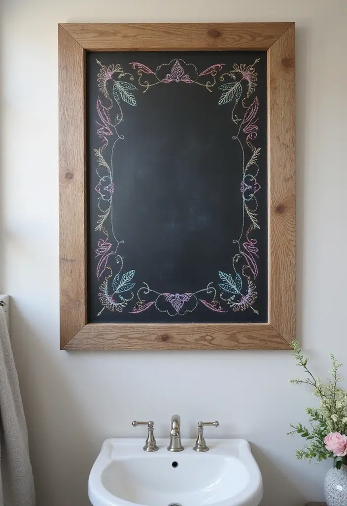 27 DIY Mirror Frame Bathroom Ideas That Shine - 17. Chalkboard Frame
