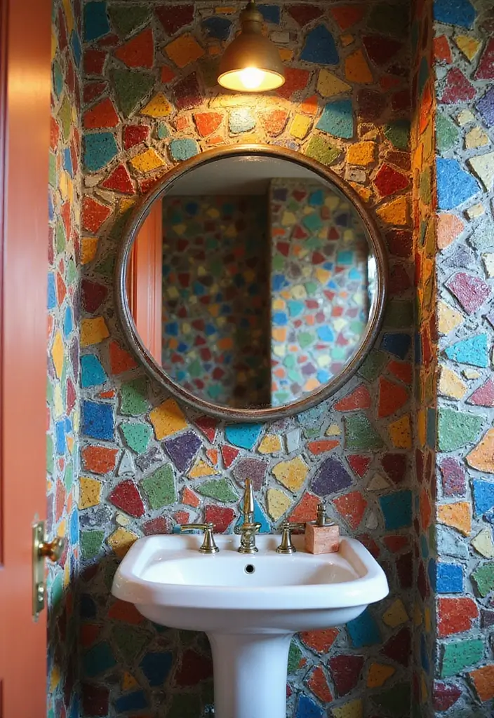 27 DIY Mirror Frame Bathroom Ideas That Shine - 18. Mosaic Tile Frame