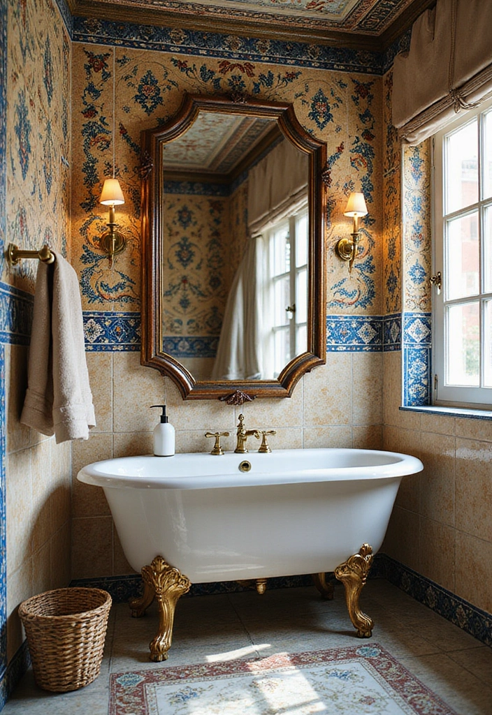 27 DIY Mirror Frame Bathroom Ideas That Shine - 23. Decorative Tile Frame