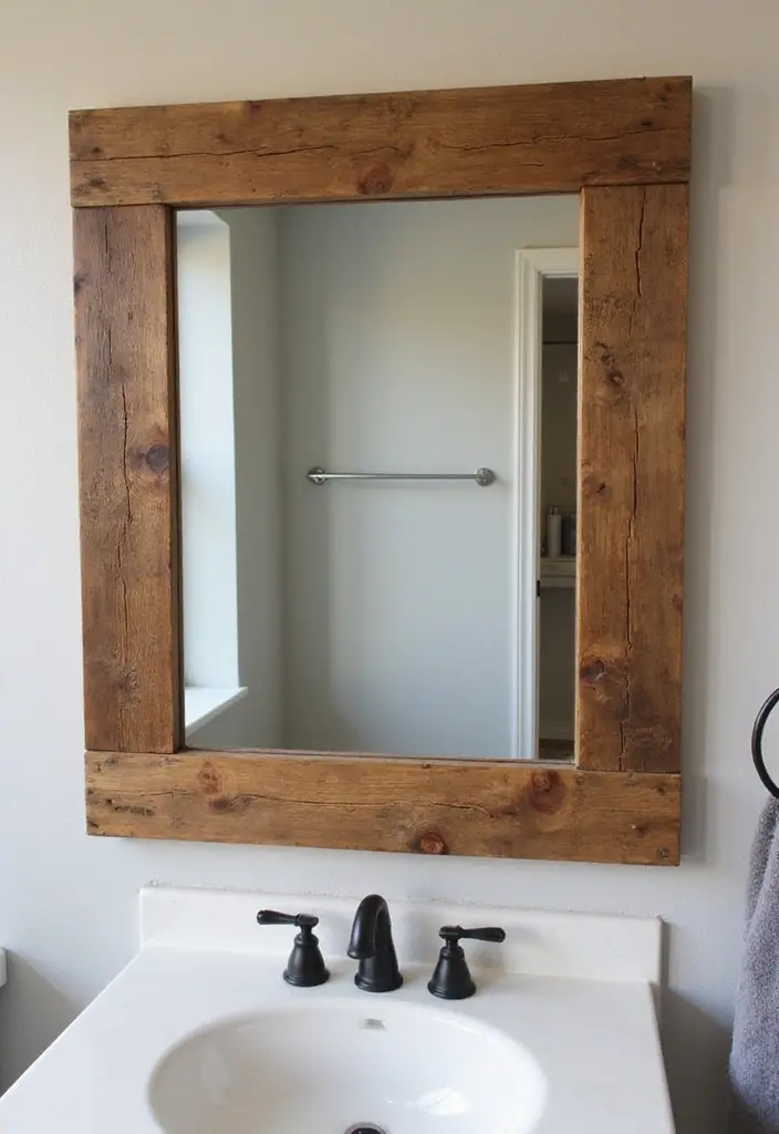 27 DIY Mirror Frame Bathroom Ideas That Shine - 3. Vintage Pallet Mirror