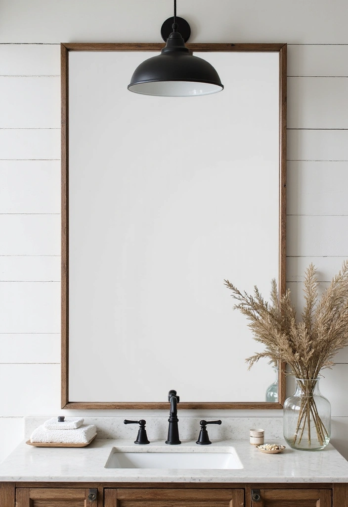 27 DIY Mirror Frame Bathroom Ideas That Shine - 7. Farmhouse Frames with Shiplap