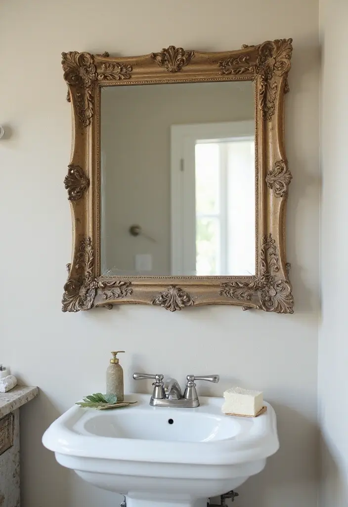 27 DIY Mirror Frame Bathroom Ideas That Shine - 8. Upcycled Picture Frame