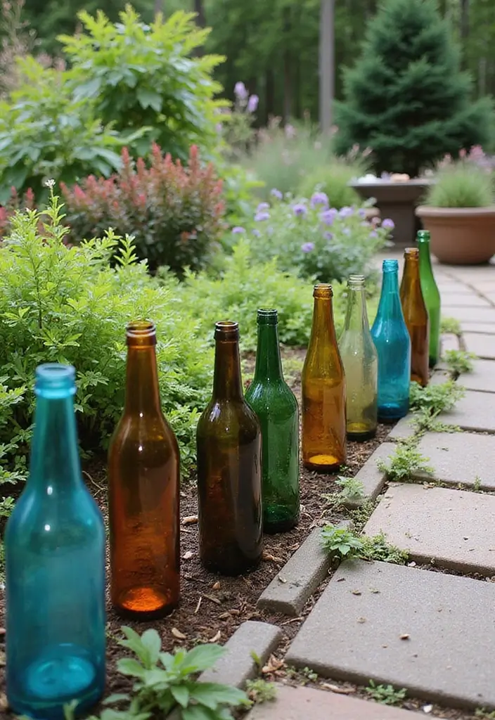 27 DIY Patio Ideas for Outdoor Living You’ll Love 14 27 DIY Patio Ideas for Outdoor Living You’ll Love - 14. Recycled Glass Bottle Edging