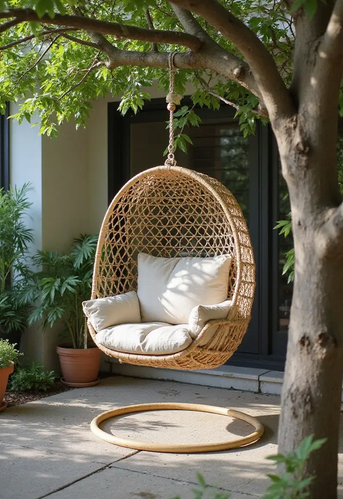 27 DIY Patio Ideas for Outdoor Living You’ll Love 18 27 DIY Patio Ideas for Outdoor Living You’ll Love - 18. DIY Hanging Chair