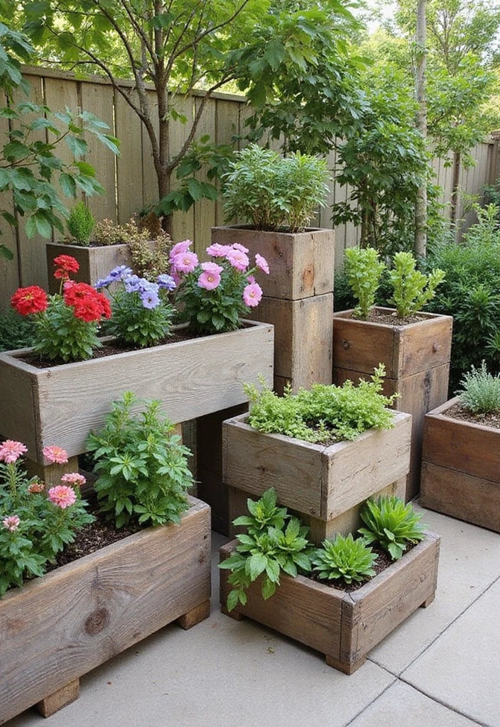 27 DIY Patio Ideas for Outdoor Living You’ll Love 6 27 DIY Patio Ideas for Outdoor Living You’ll Love - 6. Reclaimed Wood Planters