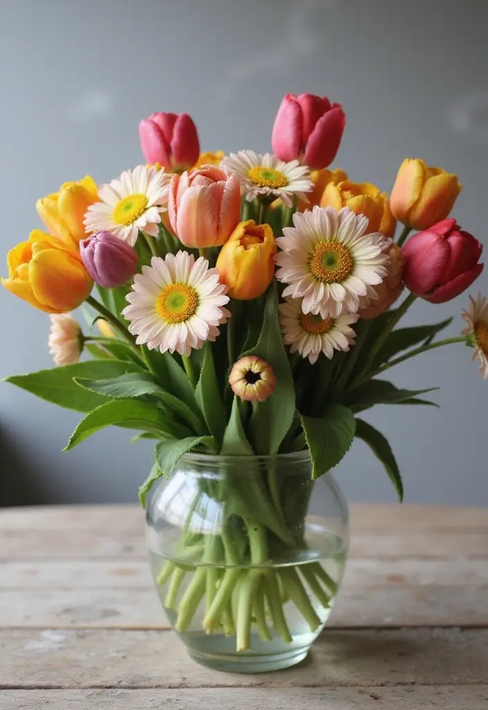 27 DIY Table Decor Projects for Everyday & Holidays 1 27 DIY Table Decor Projects for Everyday & Holidays - 1. Bright Floral Centerpiece