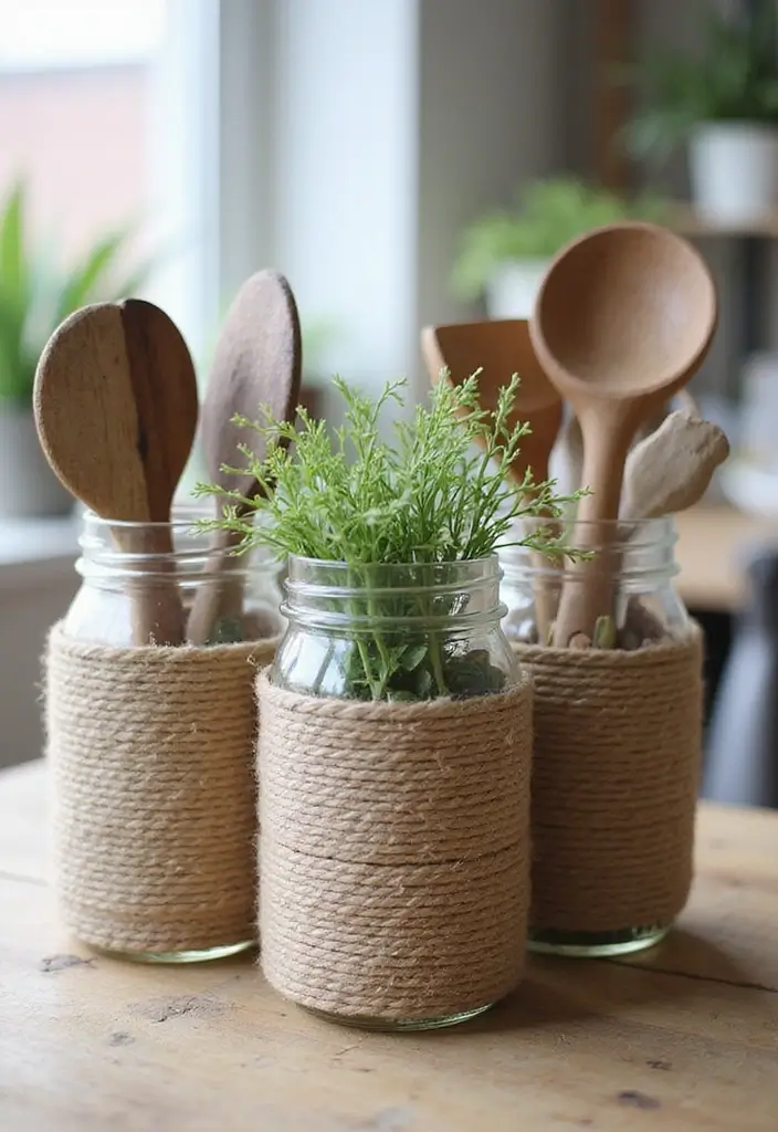 27 DIY and Home Improvement Projects You Can Do This Weekend - 20. DIY Rope Wrapped Jars