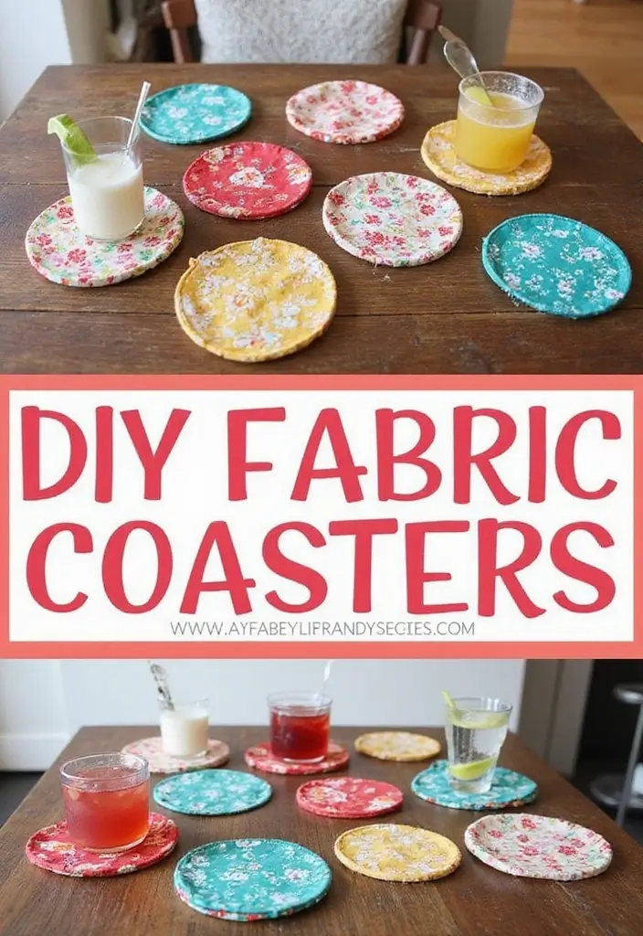 27 Room Ideas DIY for Every Style & Personality 20 27 Room Ideas DIY for Every Style & Personality - 20. DIY Fabric Coasters