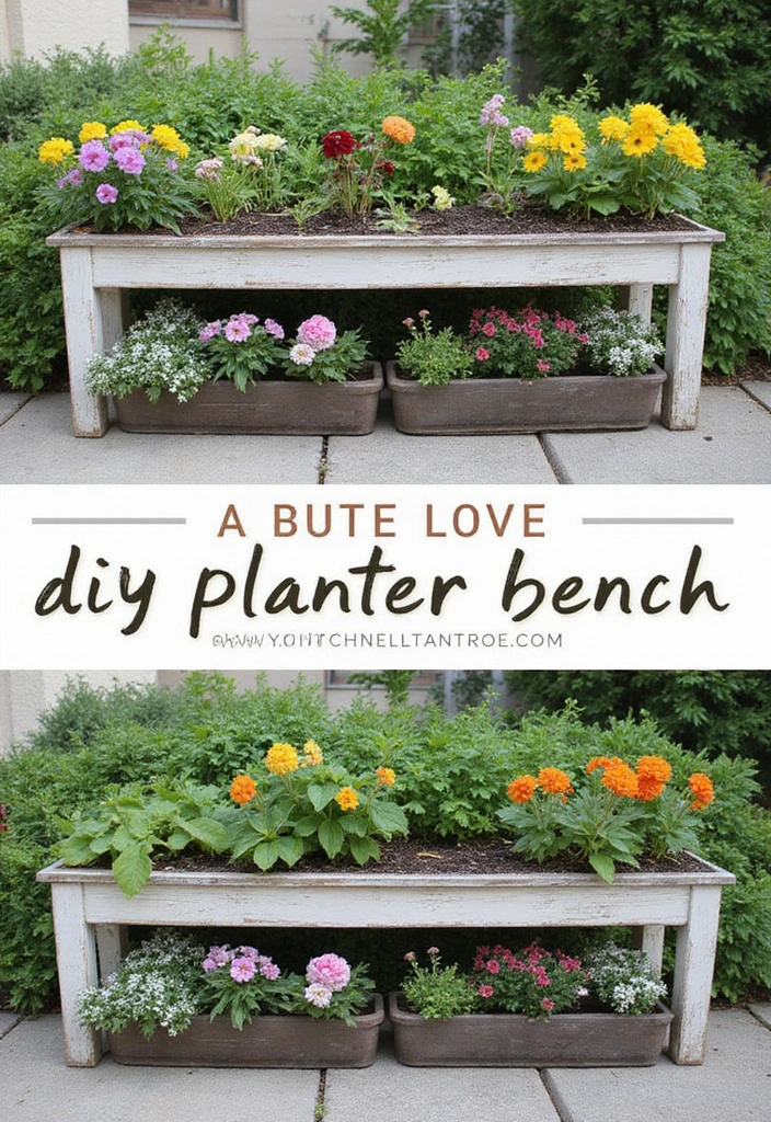 28 Backyard DIY Ideas That Instantly Upgrade Your Outdoor Space - 18. DIY Planter Bench