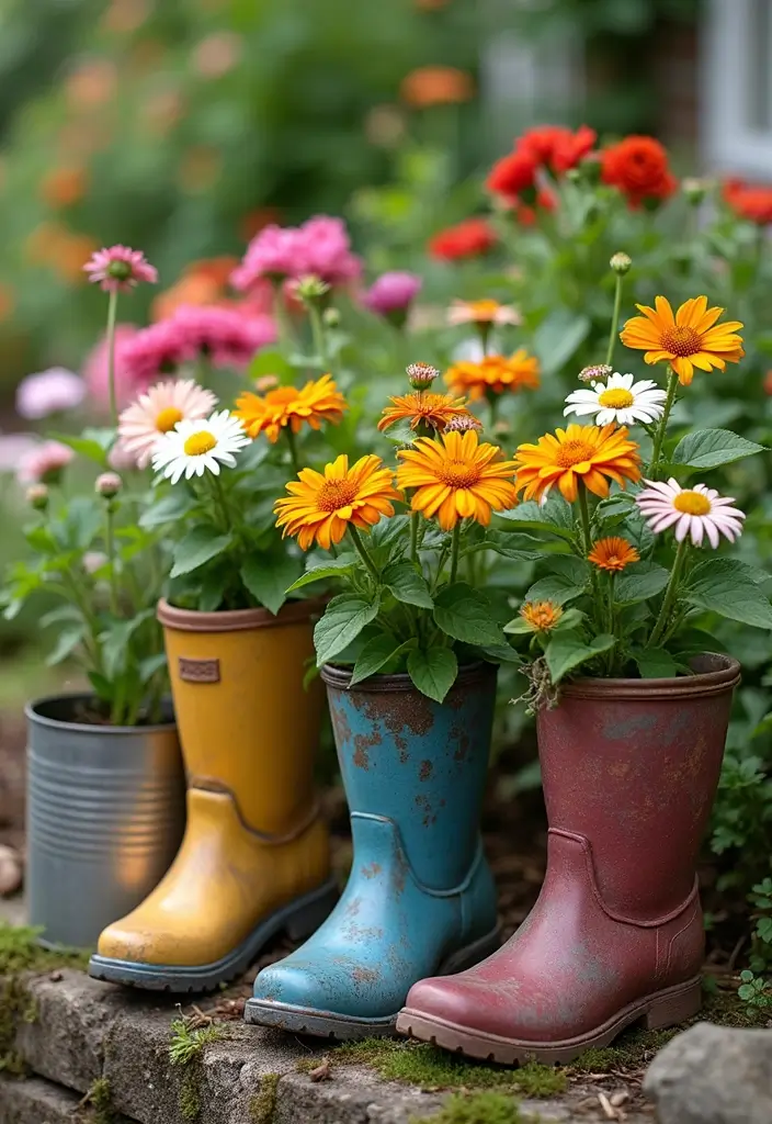 28 Backyard DIY Ideas That Instantly Upgrade Your Outdoor Space - 26. Recycled Planters