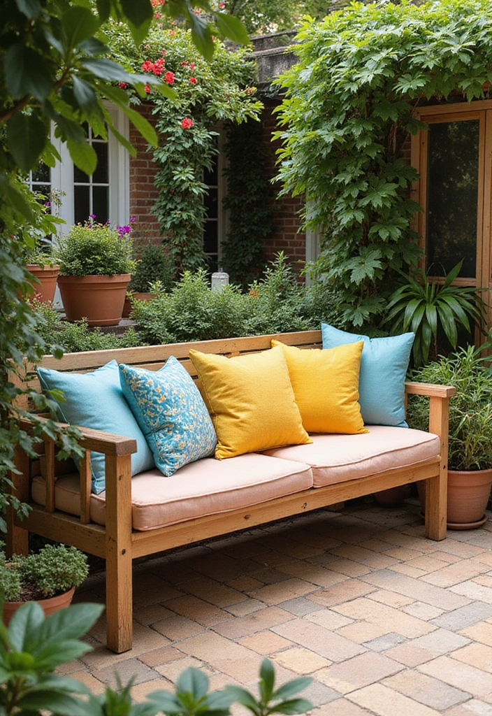 28 Backyard DIY Ideas That Instantly Upgrade Your Outdoor Space - 8. Colorful Outdoor Cushions