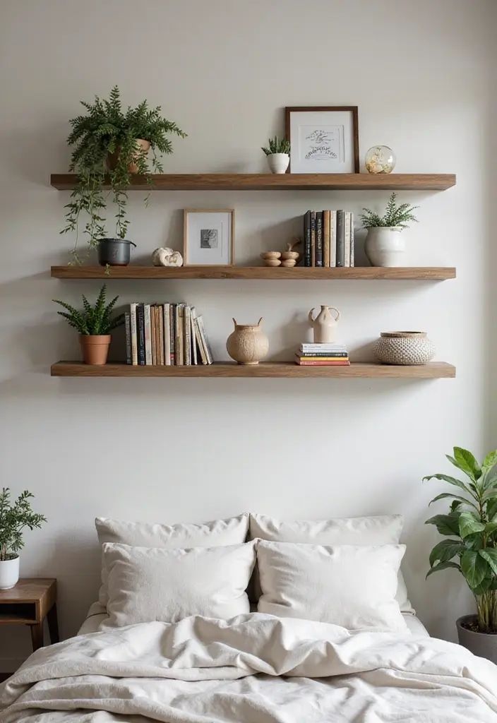 28 Bedroom DIY Ideas for a Cozy and Stylish Makeover 11 28 Bedroom DIY Ideas for a Cozy and Stylish Makeover - 11. DIY Floating Shelves