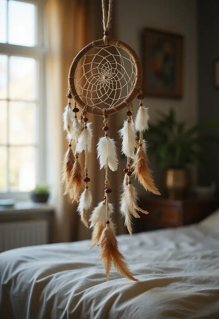 28 Bedroom DIY Ideas for a Cozy and Stylish Makeover 24 28 Bedroom DIY Ideas for a Cozy and Stylish Makeover - 24. DIY Dreamcatcher