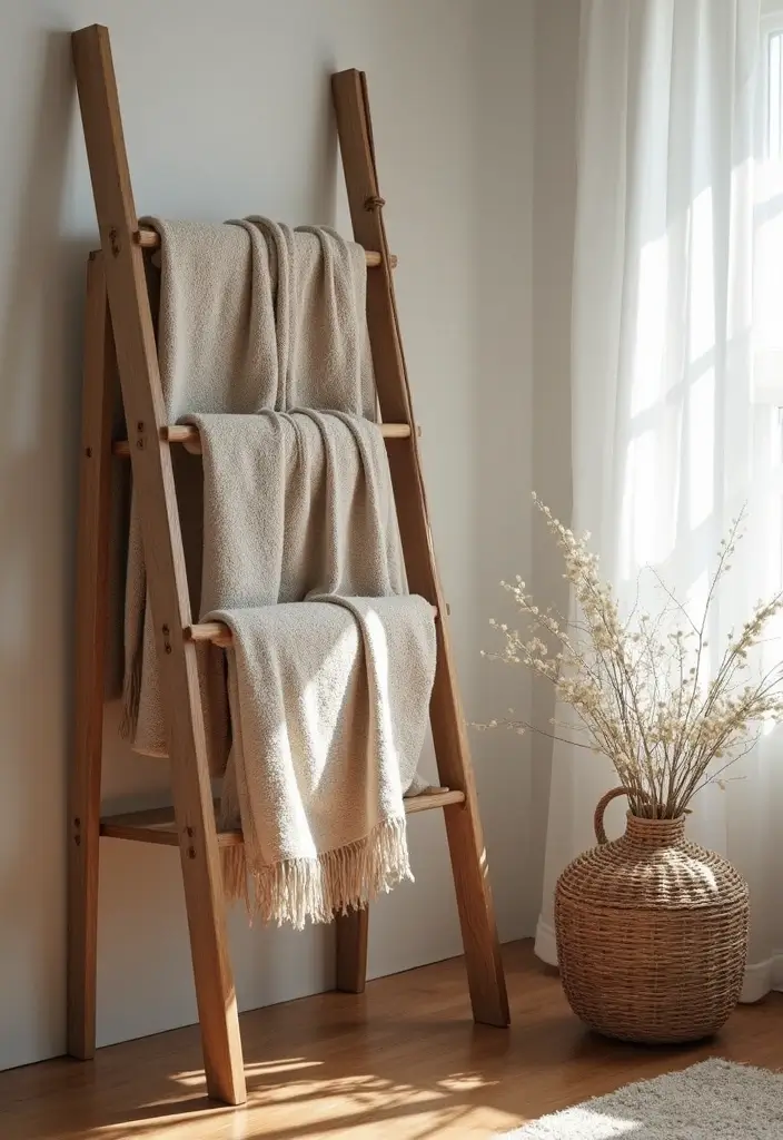 28 Bedroom DIY Ideas for a Cozy and Stylish Makeover 25 28 Bedroom DIY Ideas for a Cozy and Stylish Makeover - 25. Cozy Blanket Ladder