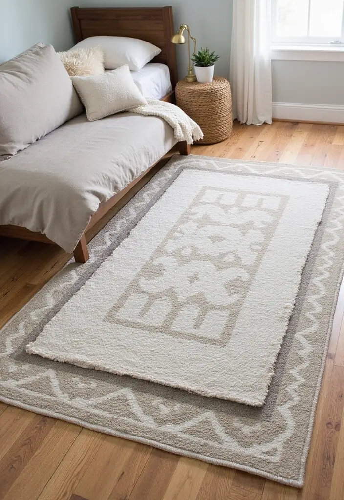 28 Bedroom DIY Ideas for a Cozy and Stylish Makeover 8 28 Bedroom DIY Ideas for a Cozy and Stylish Makeover - 8. Layered Rugs