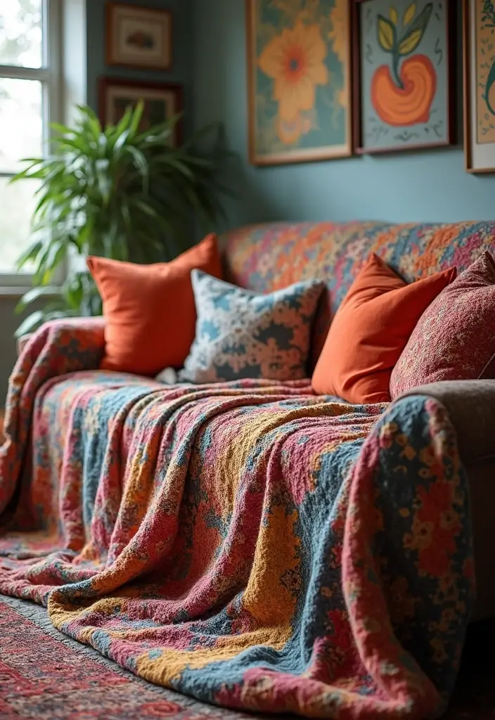 28 DIY Couch Cover Ideas That Refresh Any Sofa 16 28 DIY Couch Cover Ideas That Refresh Any Sofa - 16. Upcycled Blanket Cover