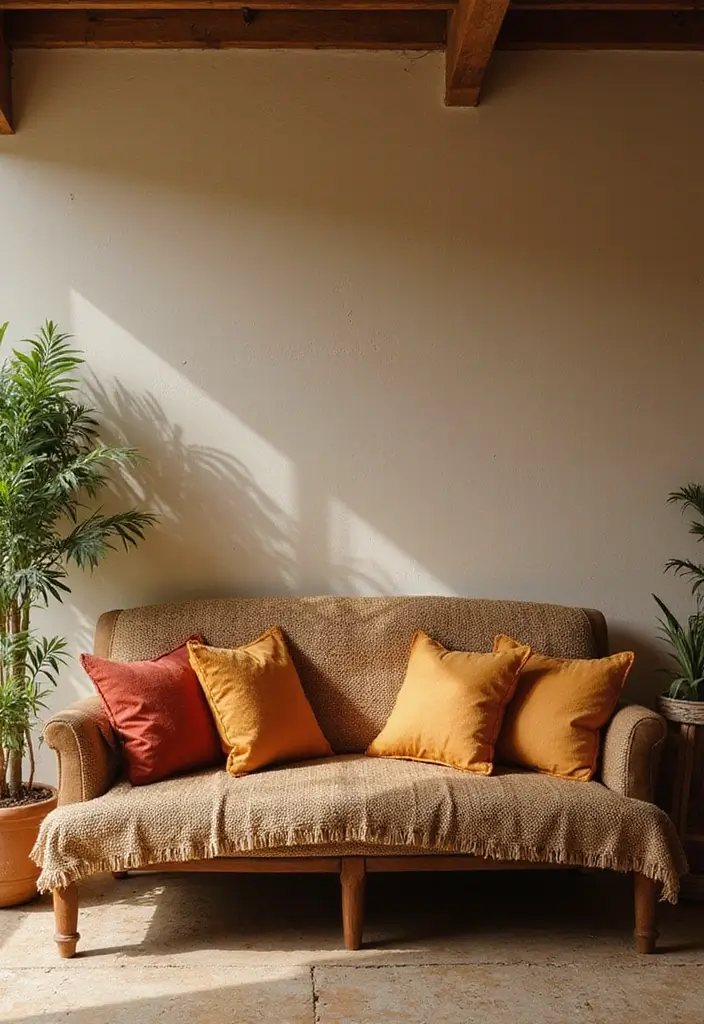 28 DIY Couch Cover Ideas That Refresh Any Sofa 17 28 DIY Couch Cover Ideas That Refresh Any Sofa - 17. Natural Jute Cover