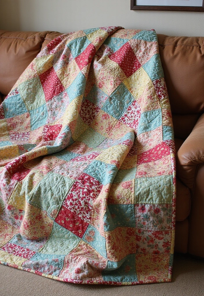 28 DIY Couch Cover Ideas That Refresh Any Sofa 2 28 DIY Couch Cover Ideas That Refresh Any Sofa - 2. Quilted Patchwork Charm