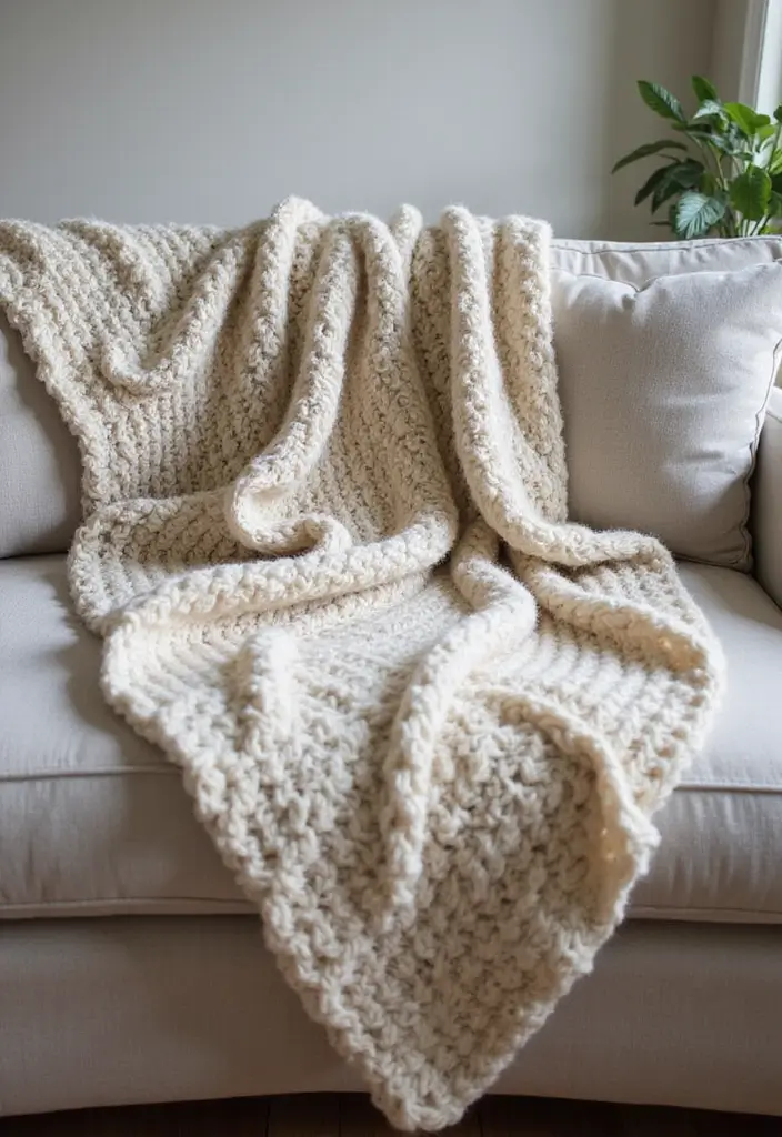28 DIY Couch Cover Ideas That Refresh Any Sofa 20 28 DIY Couch Cover Ideas That Refresh Any Sofa - 20. Knit Blanket Slipcover