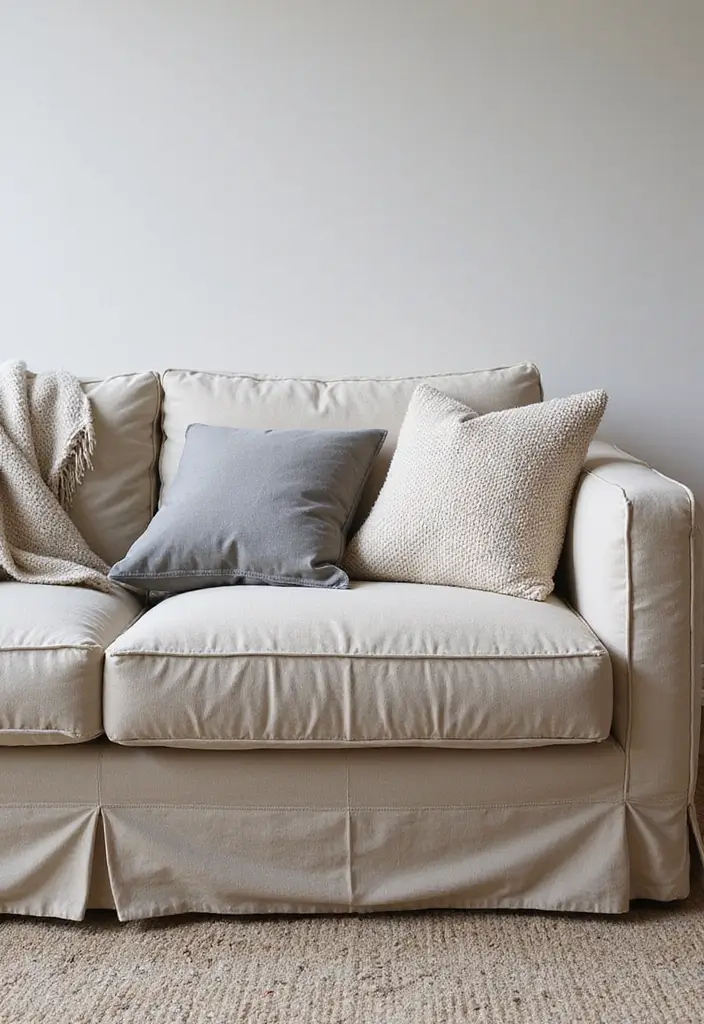 28 DIY Couch Cover Ideas That Refresh Any Sofa 25 28 DIY Couch Cover Ideas That Refresh Any Sofa - 25. Structured Canvas Cover