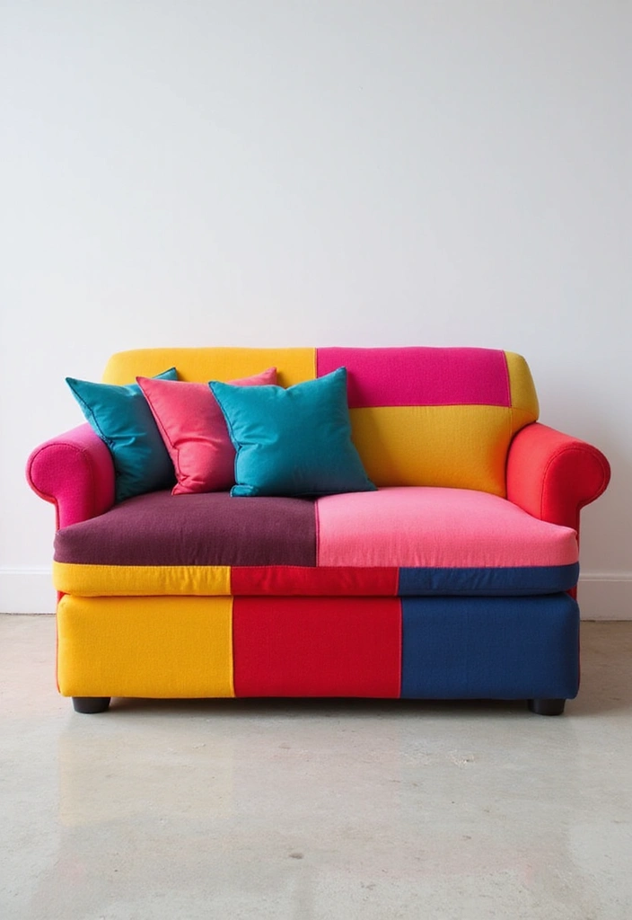 28 DIY Couch Cover Ideas That Refresh Any Sofa 26 28 DIY Couch Cover Ideas That Refresh Any Sofa - 26. Color-blocked Fabric
