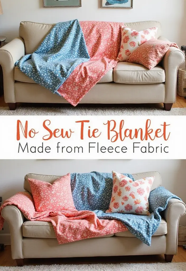 28 DIY Couch Cover Ideas That Refresh Any Sofa 28 28 DIY Couch Cover Ideas That Refresh Any Sofa - 28. DIY No-Sew Tie Blanket
