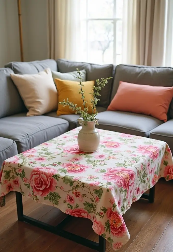 28 DIY Couch Cover Ideas That Refresh Any Sofa 6 28 DIY Couch Cover Ideas That Refresh Any Sofa - 6. Upcycled Tablecloth Transformation
