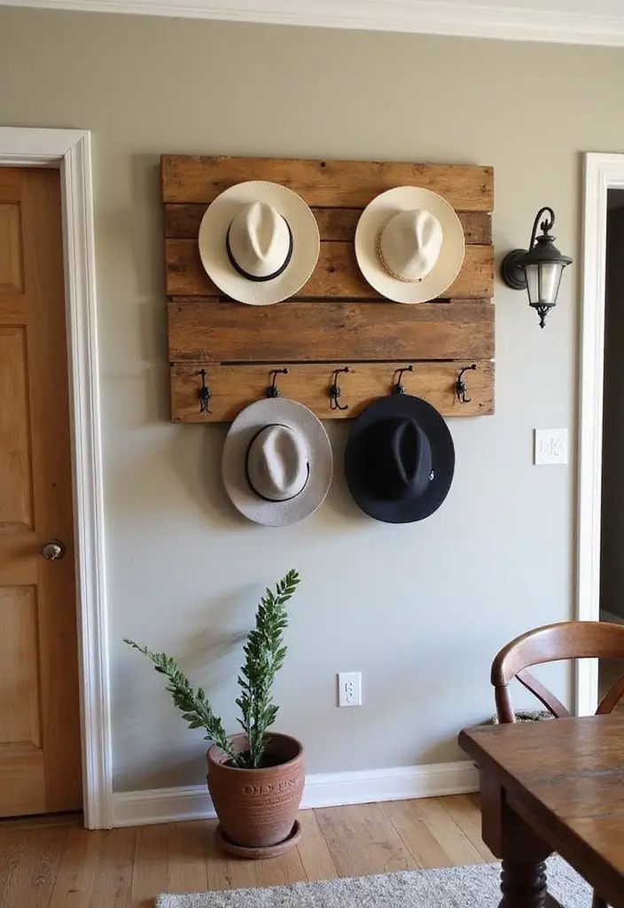 28 DIY Hat Rack Projects That Save Space in Style 1 28 DIY Hat Rack Projects That Save Space in Style - 1. Upcycled Wooden Pallet Rack
