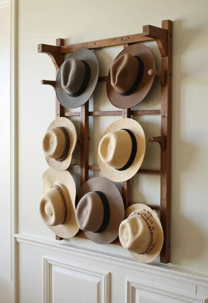 28 DIY Hat Rack Projects That Save Space in Style 13 28 DIY Hat Rack Projects That Save Space in Style - 13. Wall-Mounted Wine Rack for Hats
