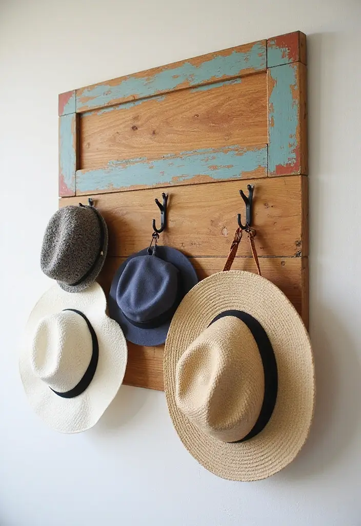 28 DIY Hat Rack Projects That Save Space in Style 14 28 DIY Hat Rack Projects That Save Space in Style - 14. DIY Hook Board