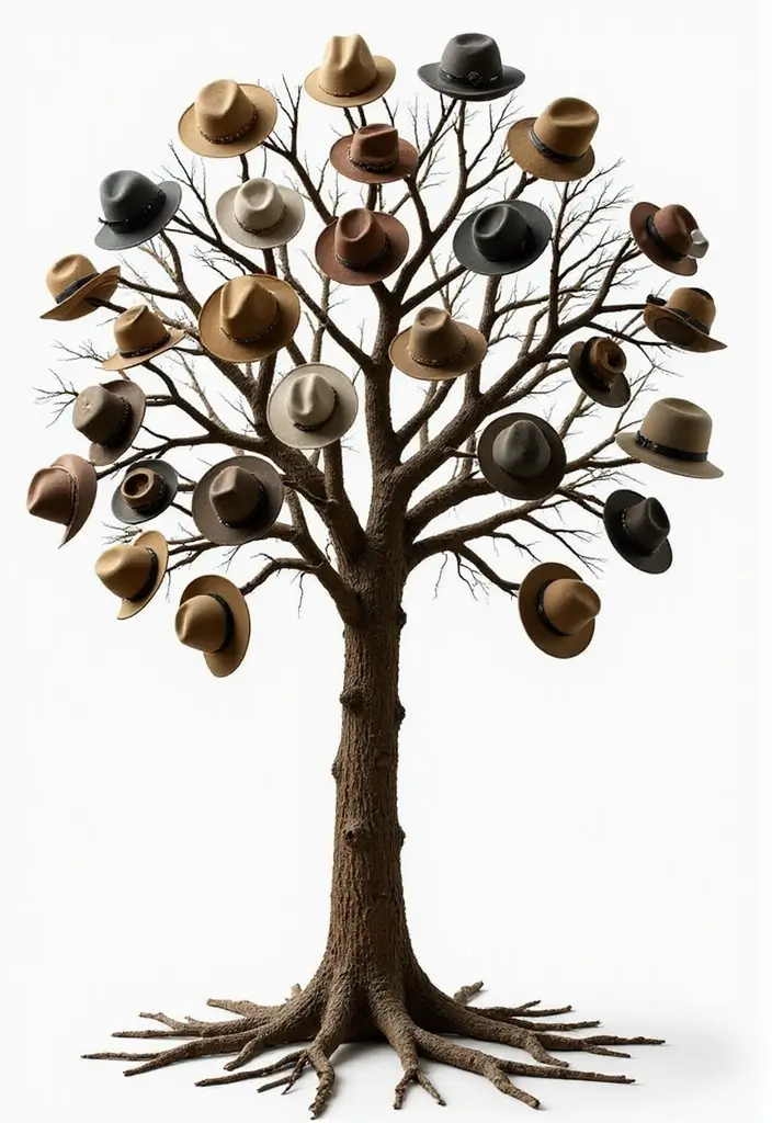 28 DIY Hat Rack Projects That Save Space in Style 16 28 DIY Hat Rack Projects That Save Space in Style - 16. Hat Tree Stand