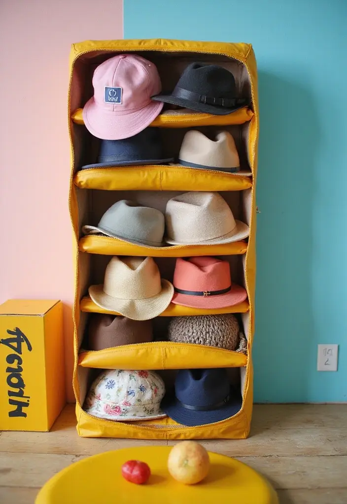 28 DIY Hat Rack Projects That Save Space in Style 21 28 DIY Hat Rack Projects That Save Space in Style - 21. Pencil Case Hat Holder
