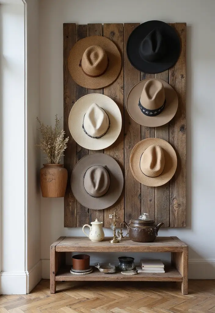 28 DIY Hat Rack Projects That Save Space in Style 22 28 DIY Hat Rack Projects That Save Space in Style - 22. Reclaimed Wood Hat Rack