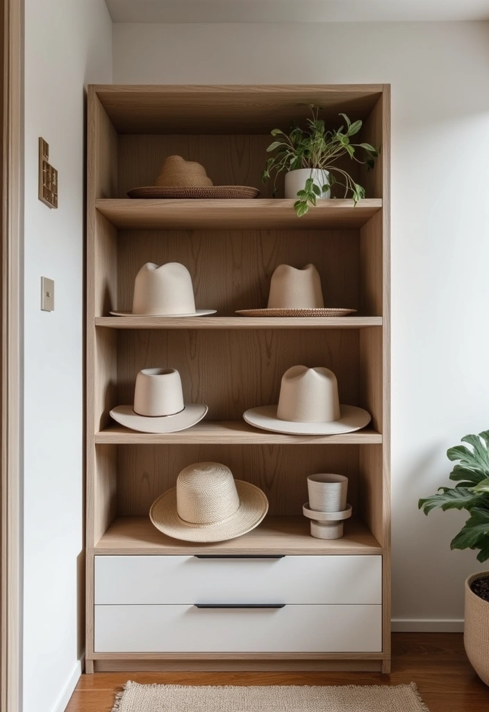 28 DIY Hat Rack Projects That Save Space in Style 23 28 DIY Hat Rack Projects That Save Space in Style - 23. Hat Shelf with Drawer