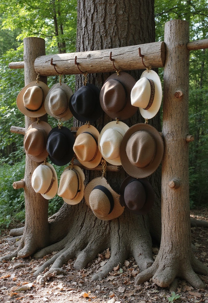 28 DIY Hat Rack Projects That Save Space in Style 28 28 DIY Hat Rack Projects That Save Space in Style - 28. Rustic Log Hat Rack