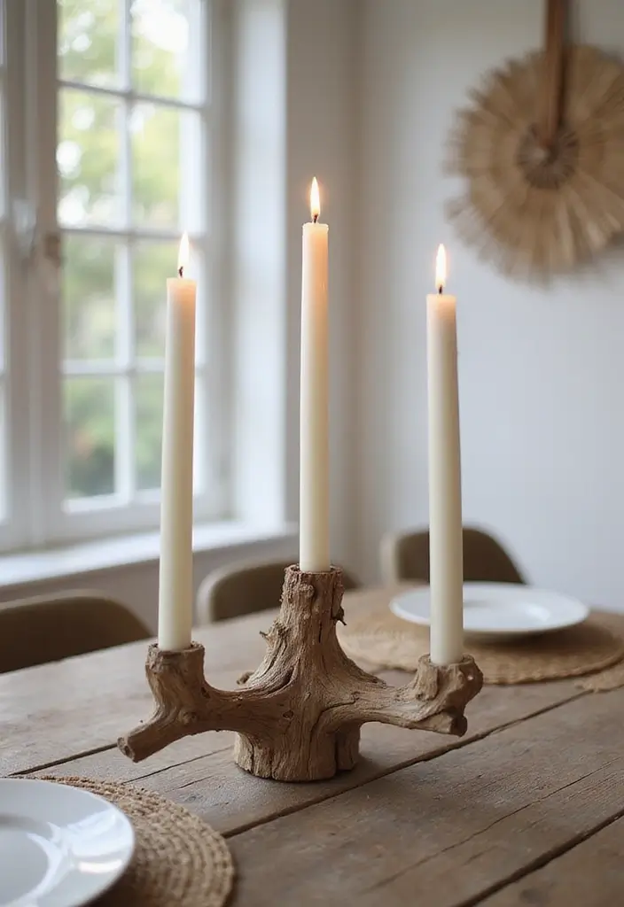 28 DIY Ocean Decor Ideas for a Coastal Vibe - 18. Driftwood Candle Holders