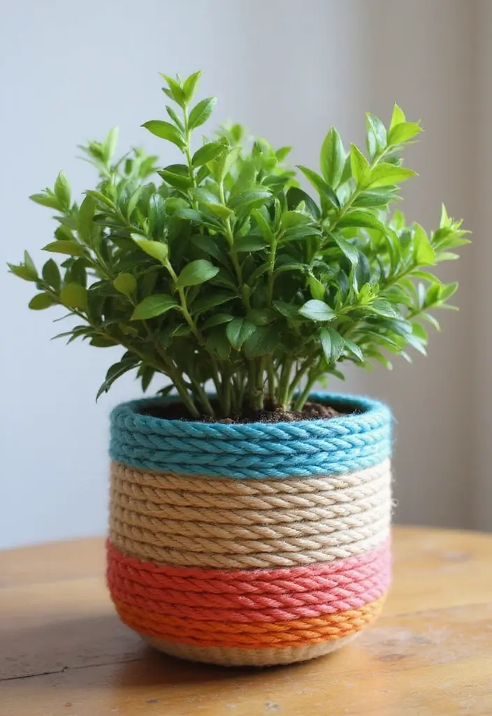 28 DIY Ocean Decor Ideas for a Coastal Vibe - 27. Rope-Wrapped Planters