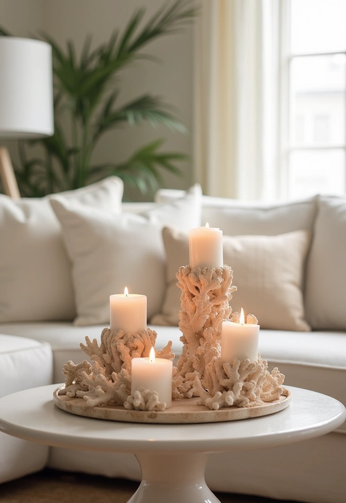 28 DIY Ocean Decor Ideas for a Coastal Vibe - 6. Coral-Inspired Candle Holders