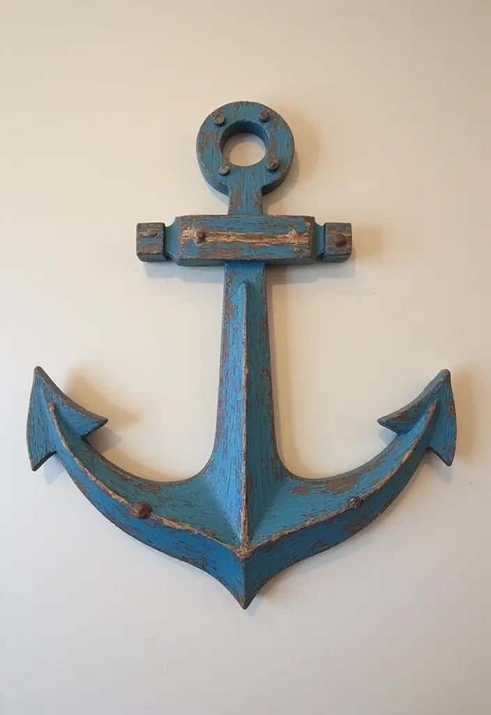 28 DIY Ocean Decor Ideas for a Coastal Vibe - 9. Anchor Wall Decor