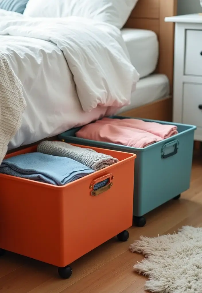 28 DIY Under Bed Storage Ideas That Save Space - 1. Rolling Under Bed Storage Bins
