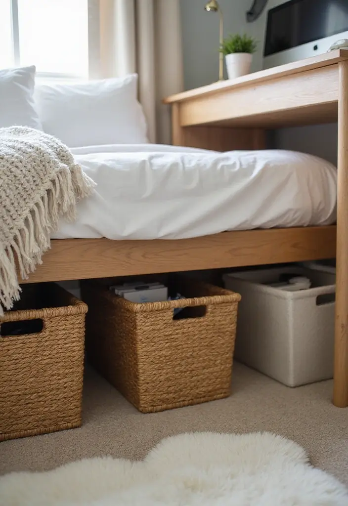 28 DIY Under Bed Storage Ideas That Save Space - 13. Under Bed Desk Storage