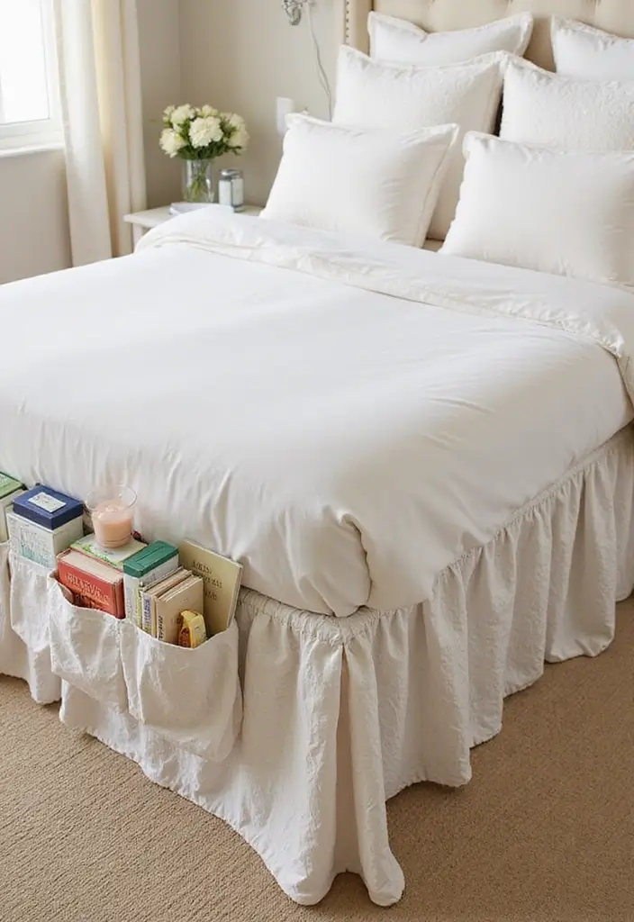 28 DIY Under Bed Storage Ideas That Save Space - 15. Bed Skirt with Built-In Storage