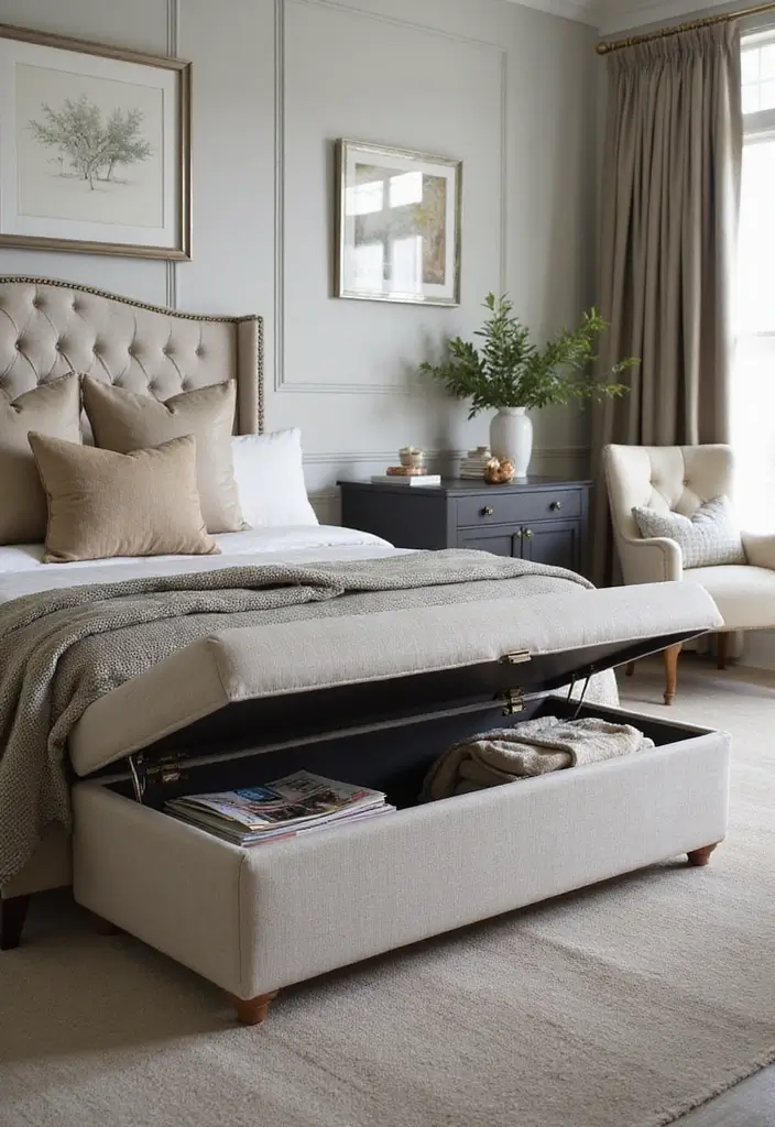28 DIY Under Bed Storage Ideas That Save Space - 4. Multi-Purpose Storage Ottoman