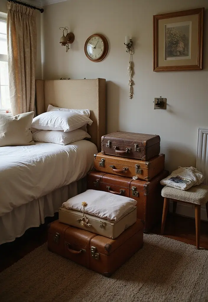 28 DIY Under Bed Storage Ideas That Save Space - 8. Vintage Suitcases