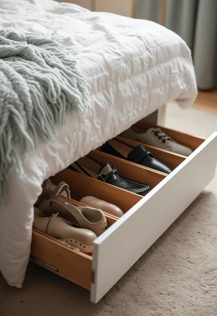 28 DIY Under Bed Storage Ideas That Save Space - 9. Shoe Storage Drawers