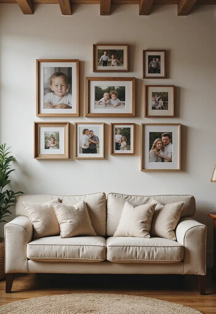 28 Farmhouse Decor DIY Ideas That Feel Rustic & Cozy - 13. Picture Frame Collage