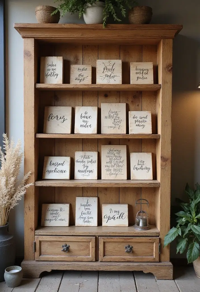 28 Farmhouse Decor DIY Ideas That Feel Rustic & Cozy - 21. Simple Wood Block Art