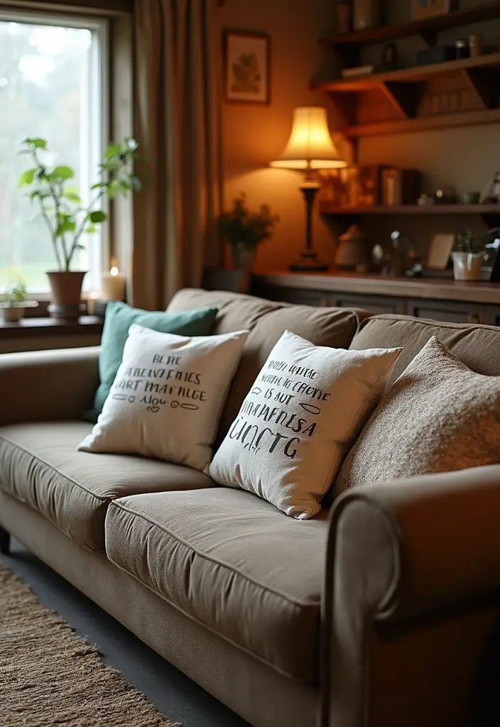 28 Farmhouse Decor DIY Ideas That Feel Rustic & Cozy - 24. Personalized Pillow Covers