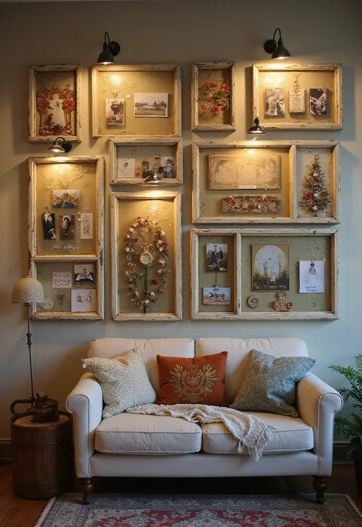 28 Farmhouse Decor DIY Ideas That Feel Rustic & Cozy - 3. Vintage Window Frame Wall Art