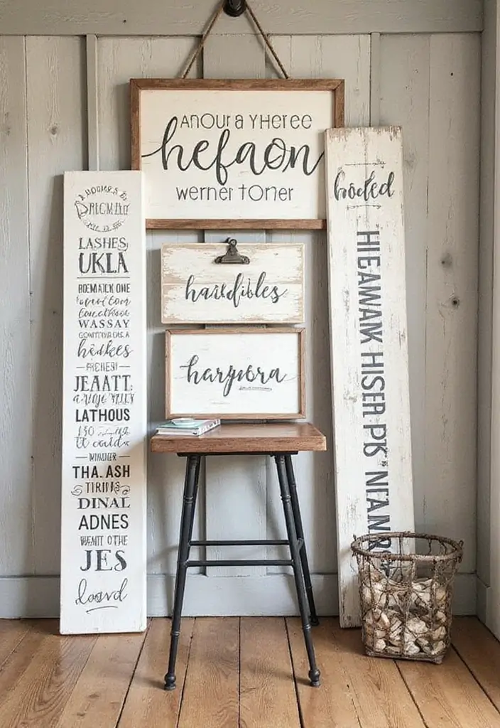 28 Farmhouse Decor DIY Ideas That Feel Rustic & Cozy - 6. Farmhouse-Style Signage